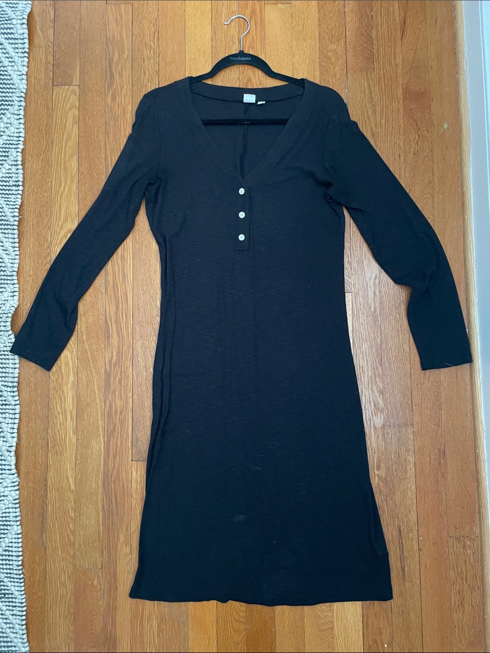 GAP Black Long Sleeve Dress with Button Detail